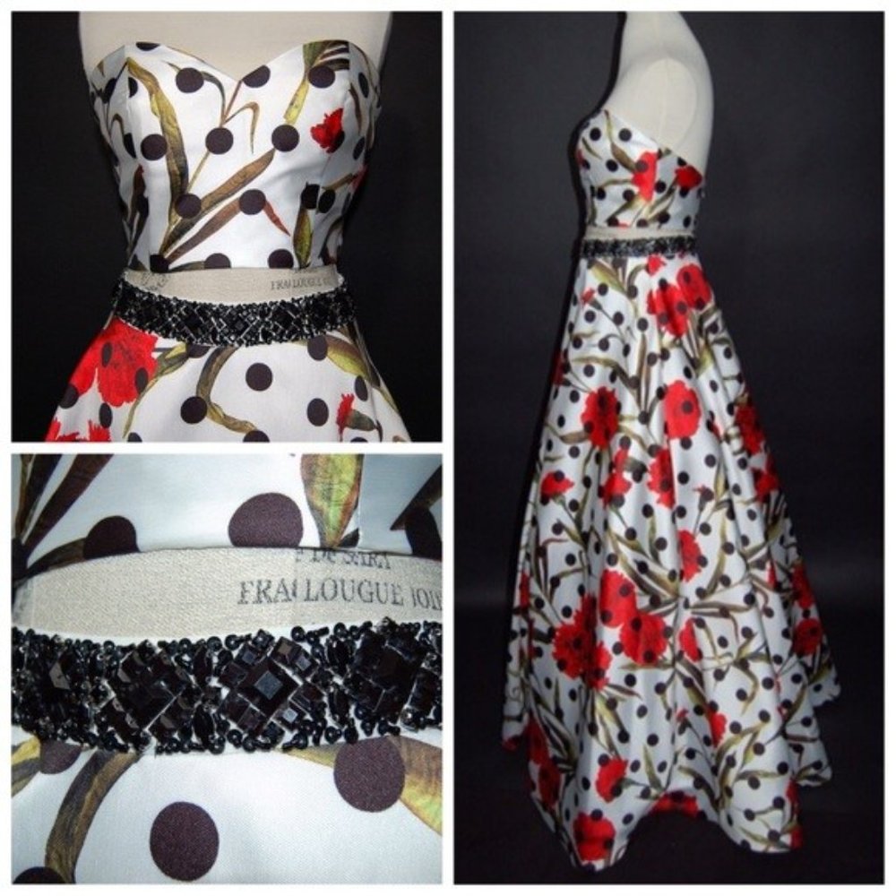Rachel Allan Black Red Floral 2 pce Gown NEW, size 8 - Picture 2 of 2